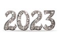 Shiny Vector luxury text 2023 from jewels. Diamond Festive Numbers Design.